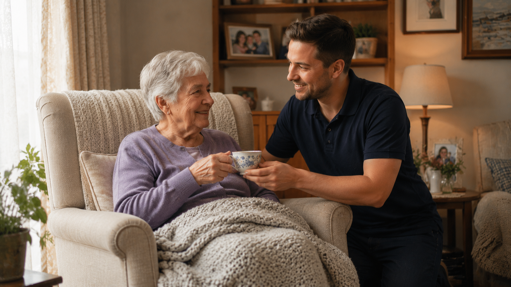 lekkie  Seniorka jest mobilna przy rollatorze, nie wymaga transferu ani regularnych nocek,  codziennie wspiera ją Pflegedienst.